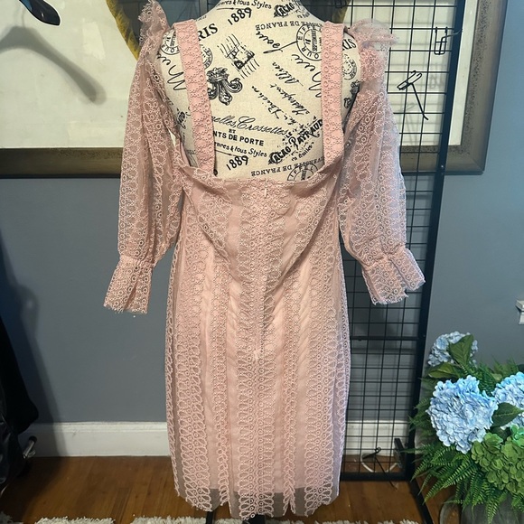 Burberry Blush Pink Lace Mini Dress - Picture 7 of 12